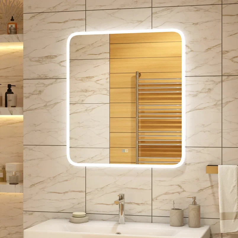 Зеркало с подсветкой Континент "Glamour medium" 800x900 ЗЛП730 100Kran: Широкий выбор и доступные цены.