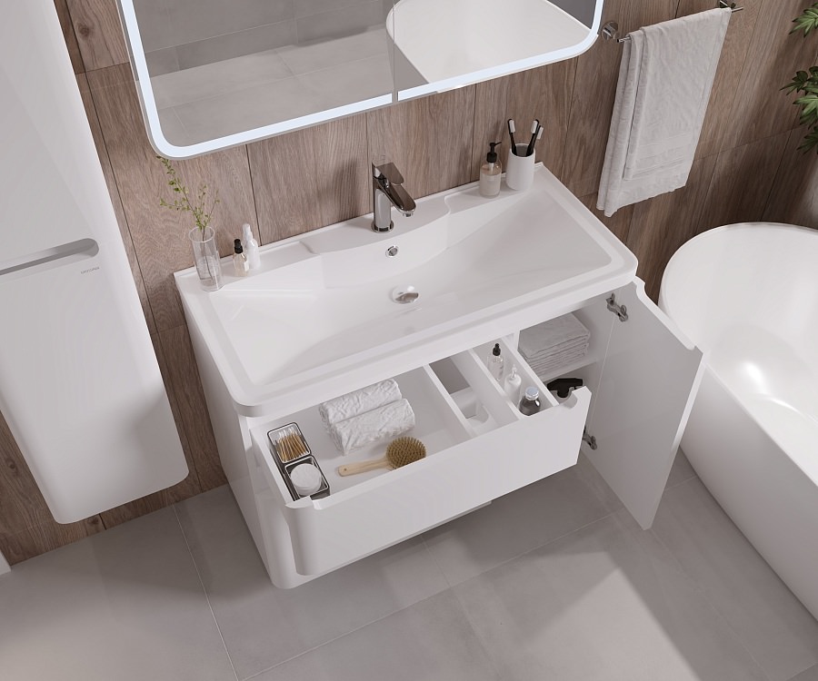Раковина мебельная Madera АДЕЛЬ 100 см 4627173210263 белая в 100Kran: Широкий выбор и доступные цены.