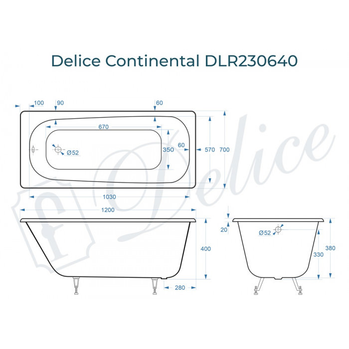 Ванна чугунная Delice Continental 120х70 DLR230640 в 100Kran: Широкий выбор и доступные цены.