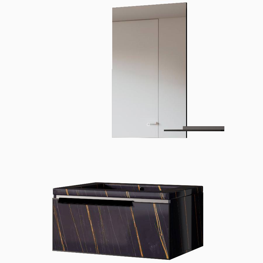 Тумба подвесная с раковиной Maxonor Pure Life SALON ESTRELLA 79 см PL-MC03-79-BN чёрный в 100Kran: Широкий выбор и доступные цены.