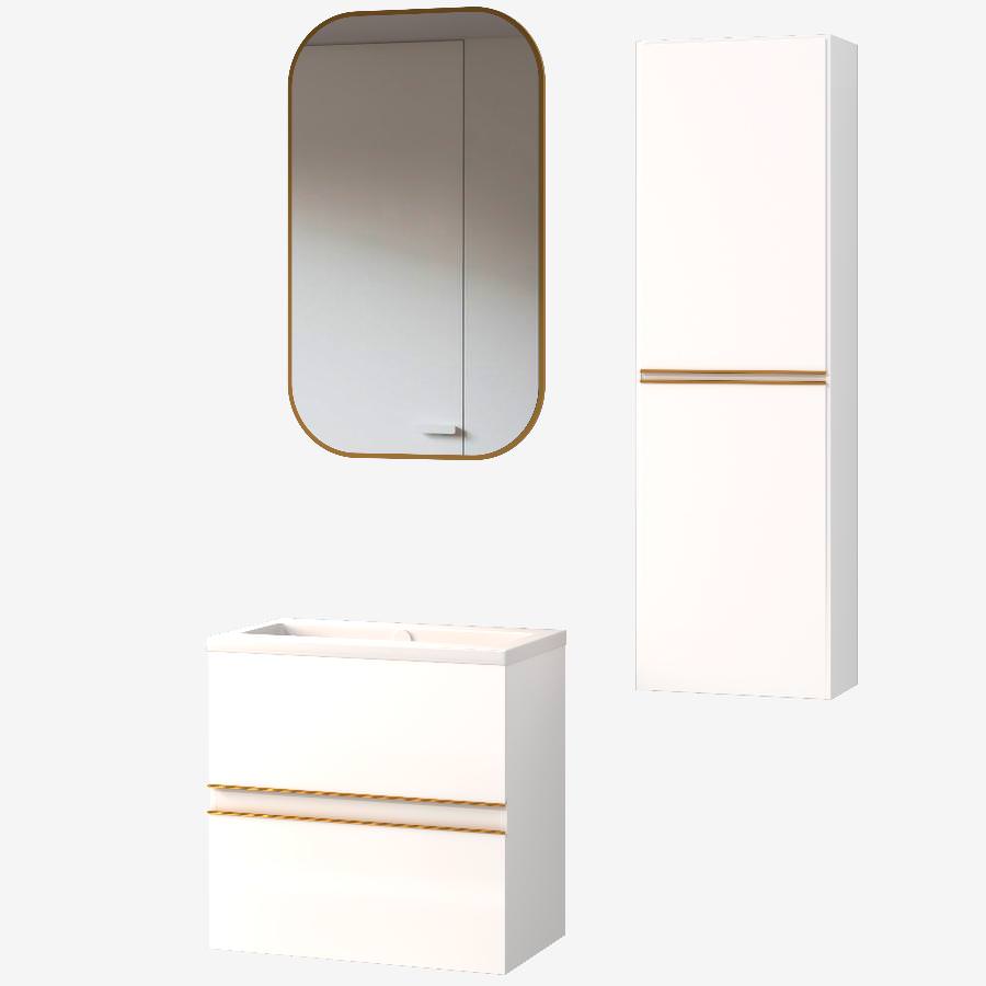 Тумба подвесная с раковиной Maxonor Pure Life SALON Sentimiento 58 см PL-MC02-58-WH белый глянец с золотой отделкой в 100Kran: Широкий выбор и доступные цены.