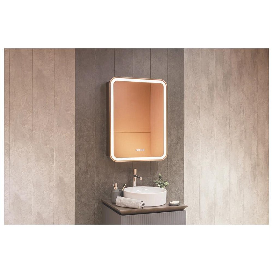 Зеркальный шкаф с подсветкой Silver Mirrors Фиджи-Антрацит 60 х 80 см  - 3.2 LED-00003043 правый часы, ТХ, подогрев, сенсорный выключатель создать уют и комфорт, это просто!
