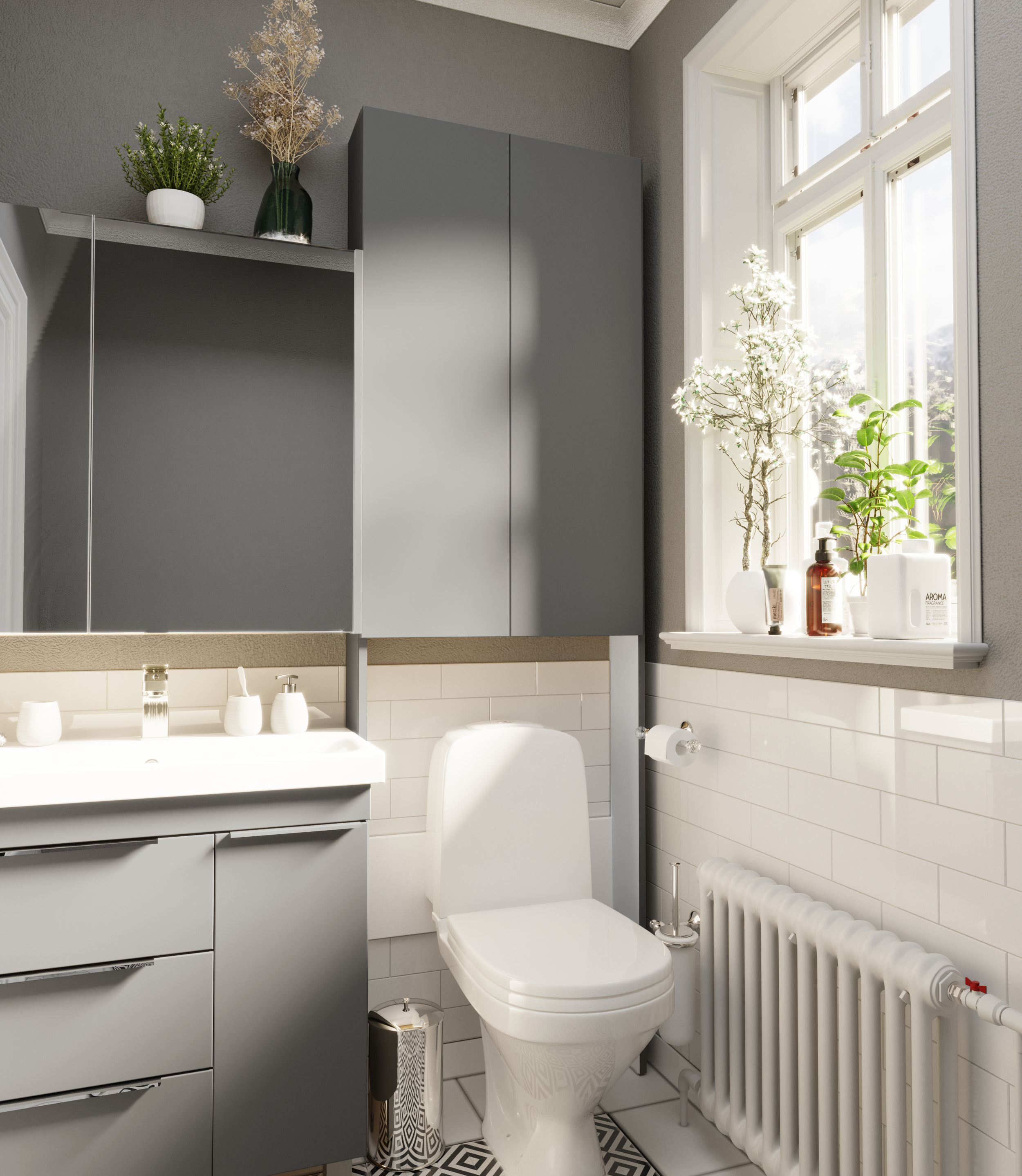 Шкаф над унитазом 1Marka Gaula 60Н 2д.Black  У92549 от интернет-магазина 100Kran.ru!