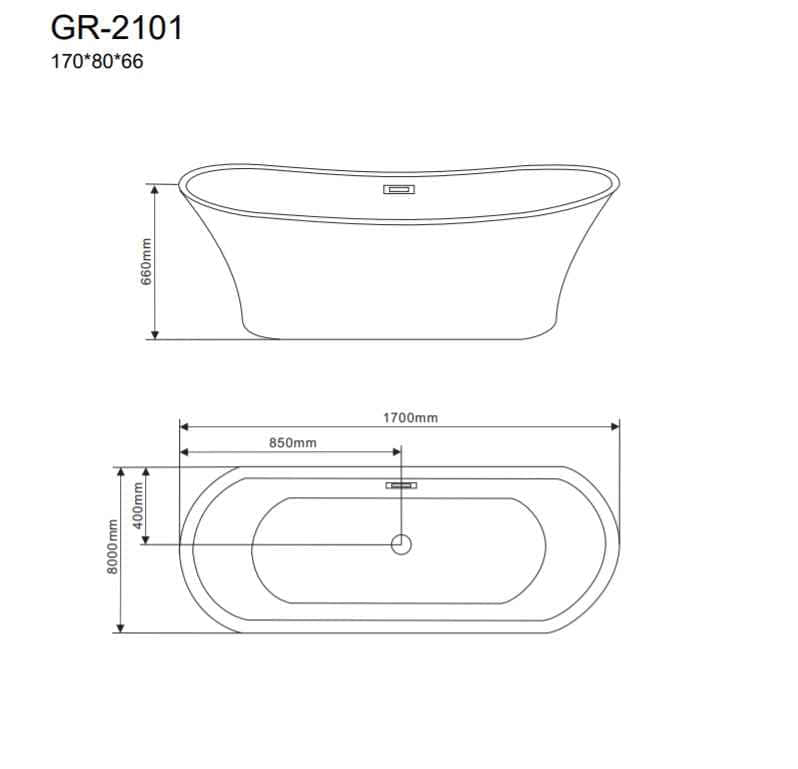 Ванна отдельностоящая Grossman Galaxy GR-2101 170х80х66 см белая в 100Kran: Широкий выбор и доступные цены.