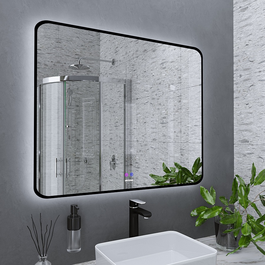 Зеркало GROSSMAN 17100802 ELEGANS-норма BLACK 1000*800*45 LED с сенсорным выключателем и подогревом 100Kran: Широкий выбор и доступные цены.