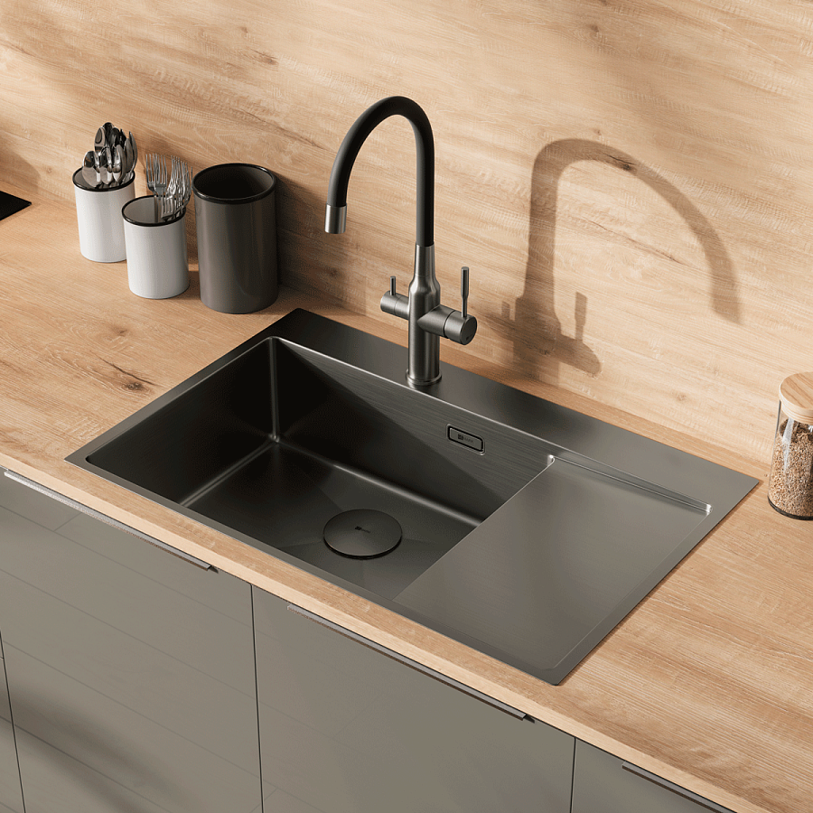 Кухонная мойка Lemark KEZADRA 780L 9936151 графит в 100Kran: Широкий выбор и доступные цены.