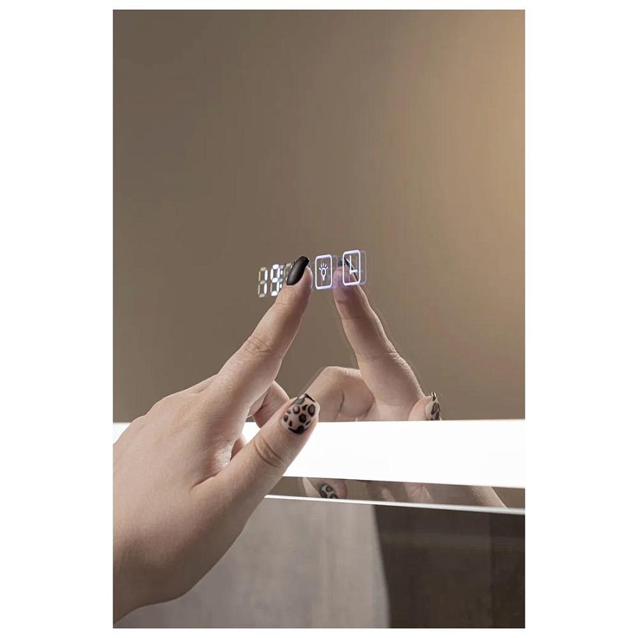Зеркальный шкаф с подсветкой Silver Mirrors Фиджи 50 х 75 см  - 4.2 LED-00002593 левый часы, ТХ, сенсорный выключатель создать уют и комфорт, это просто!