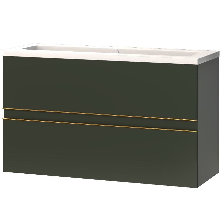 Тумба подвесная с раковиной Maxonor Pure Life SALON Sentimiento 98 см PL-MC02-98-GY тёмно-зелёный с золотой отделкой в 100Kran: Широкий выбор и доступные цены.