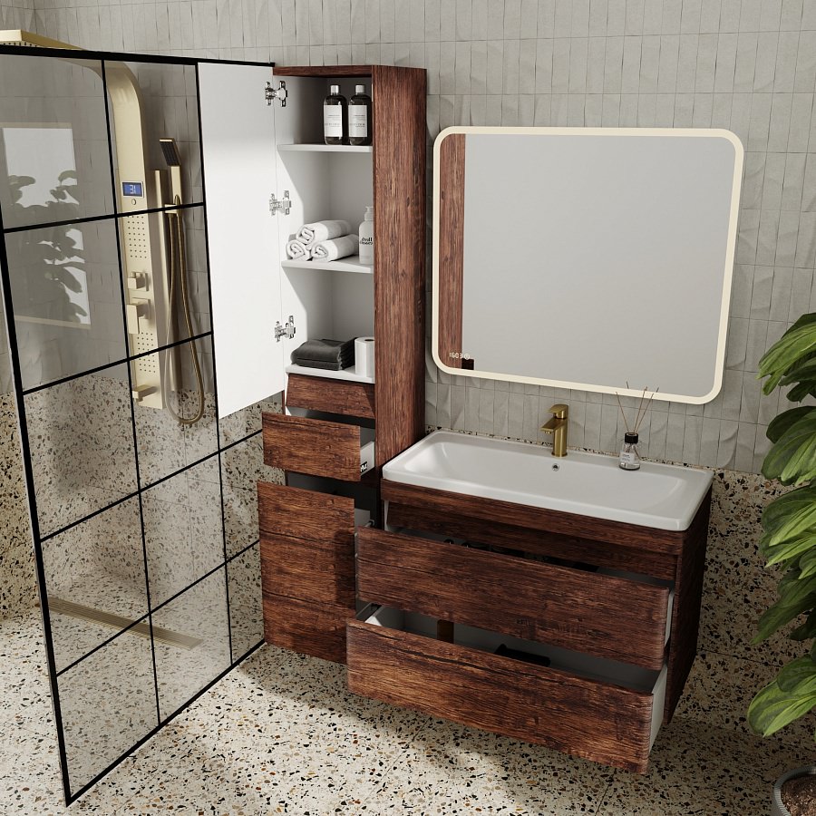 Пенал напольный Style Line 35 см  Атлантика СС-00002222 старое дерево в 100Kran: Широкий выбор и доступные цены.