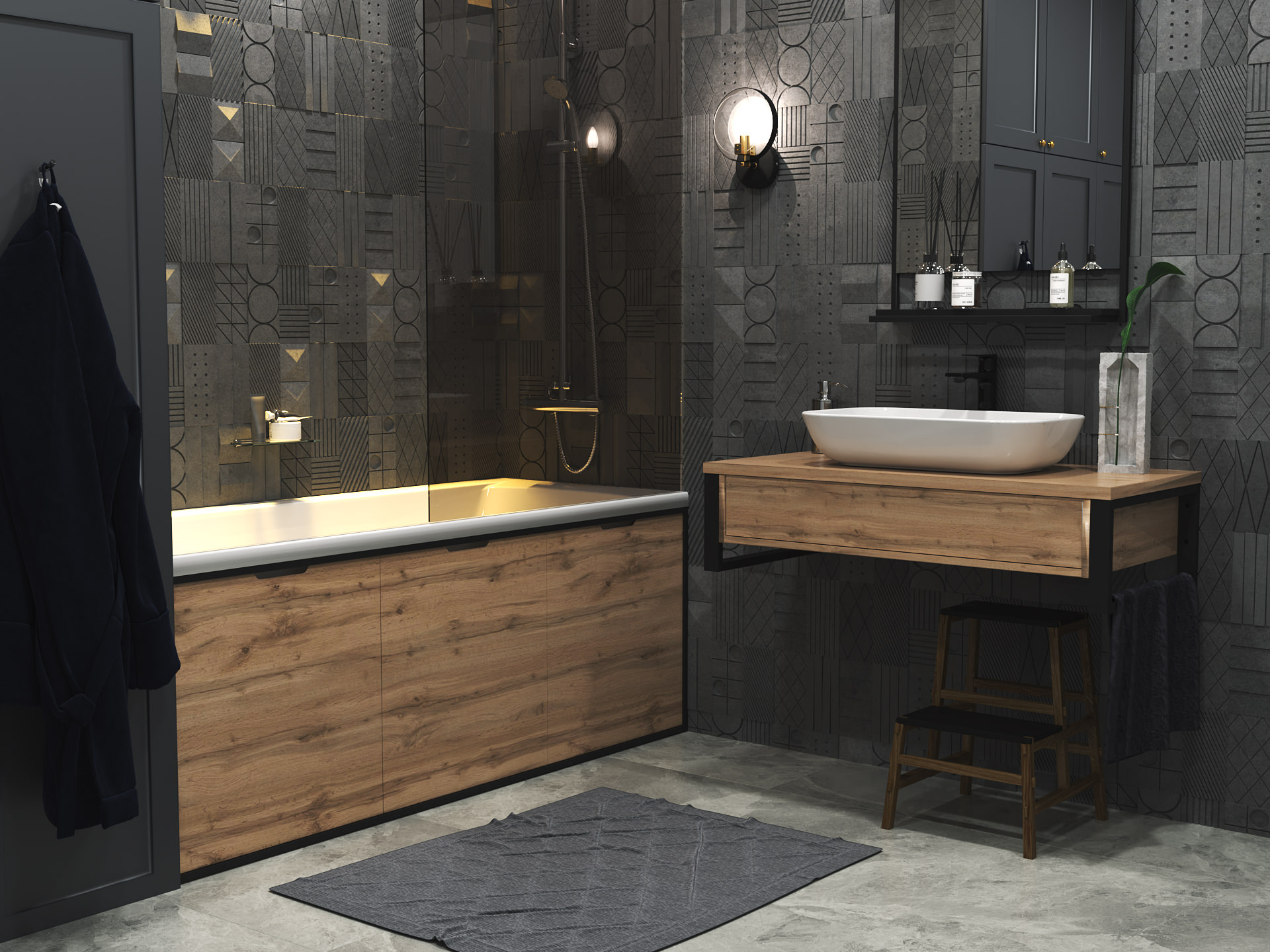 Экран для ванны 1Marka 170 Grunge Loft Дуб вотан Ц0000008790 в 100Kran: Широкий выбор и доступные цены.