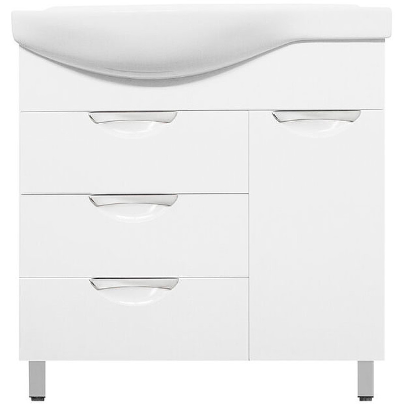 Тумба с раковиной Style Line Жасмин 82 R ЛС-00000527 с бельевой корзиной Белая в 100Kran: Широкий выбор и доступные цены.