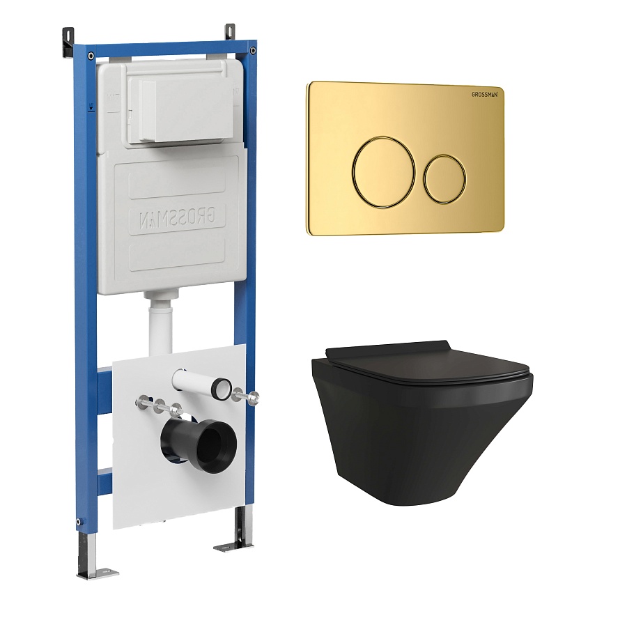 Комплект 3 в 1: Grossman инсталляция 900.K31.01.000+клавиша 700.K31.05.30M.30M золото глянцевый+унитаз GR-4440BMS в 100Kran: Широкий выбор и доступные цены.