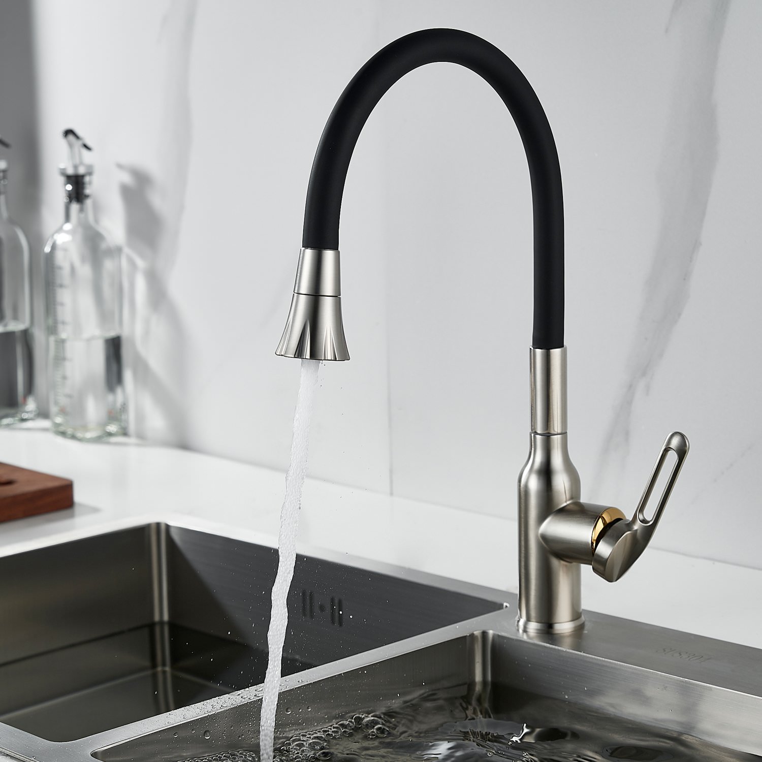 Смеситель для кухни с гибким изливом Raffine F303L-3 сатин в 100Kran: Широкий выбор и доступные цены.