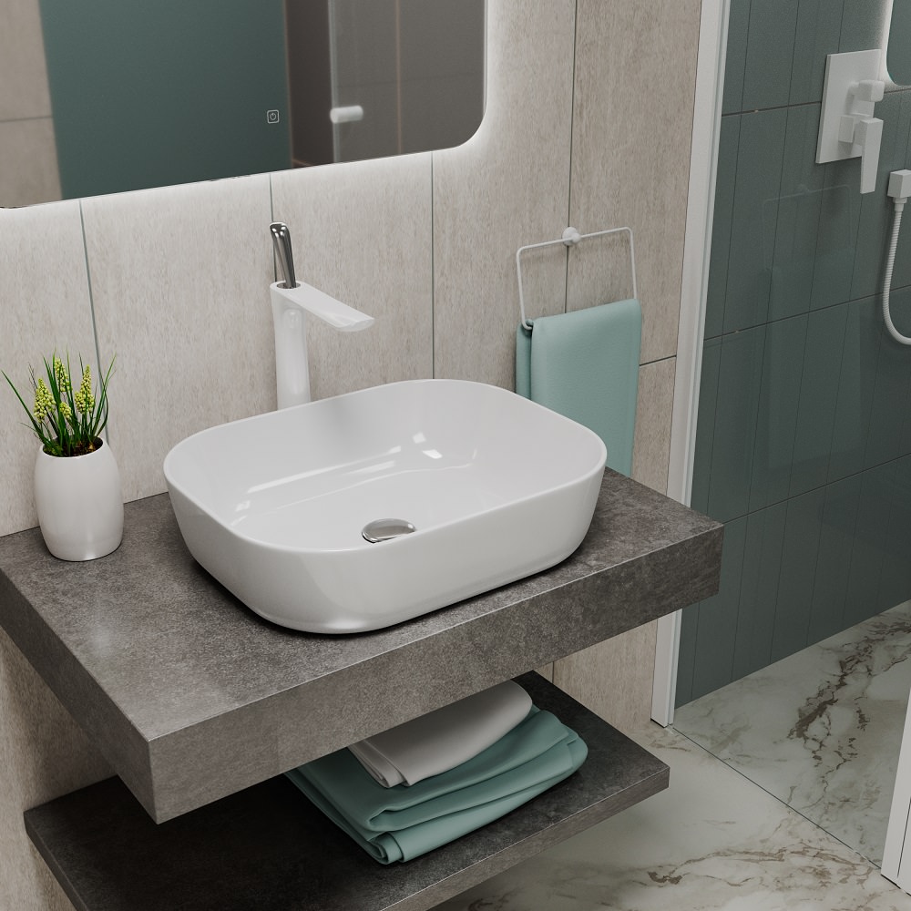 Раковина накладная D&K Venice 49 см DT1020116 белая в 100Kran: Широкий выбор и доступные цены.