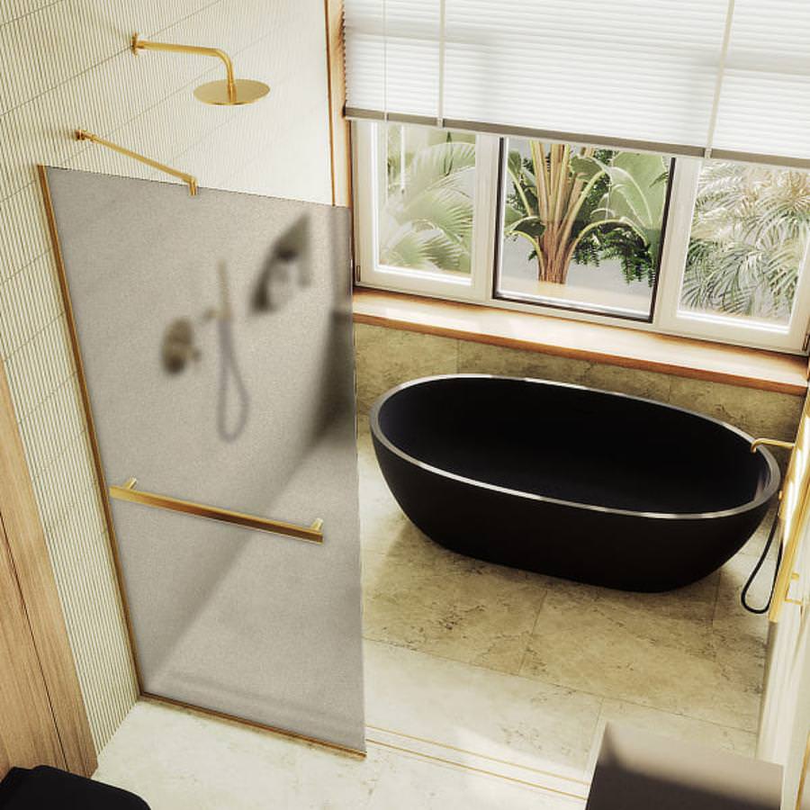 Душевая перегородка в узком профиле с полотенцедержателем MaybahGlass MGD-1460-3у 195х99 см стекло бронза матовое в 100Kran: Широкий выбор и доступные цены.