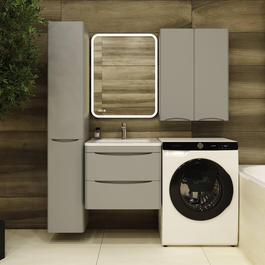 Тумба с раковиной подвесная  Style Line  Бергамо мини 60 2 ящ. Люкс антискрейтч серый PLUS умывальник Каре Люкс МИНИ 600 СС-00002317 в 100Kran: Широкий выбор и доступные цены.