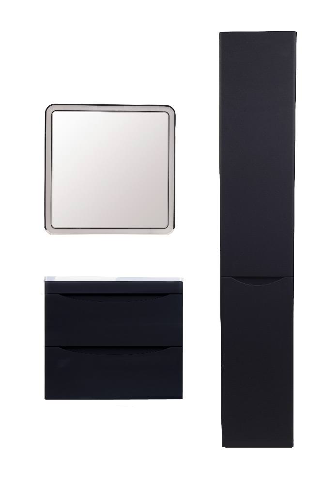 Тумба с раковиной подвесная  Style Line  Бергамо мини 60 2 ящ. Люкс антискрейтч черный умывальник Каре Люкс МИНИ 600 PLUS СС-00002318 в 100Kran: Широкий выбор и доступные цены.