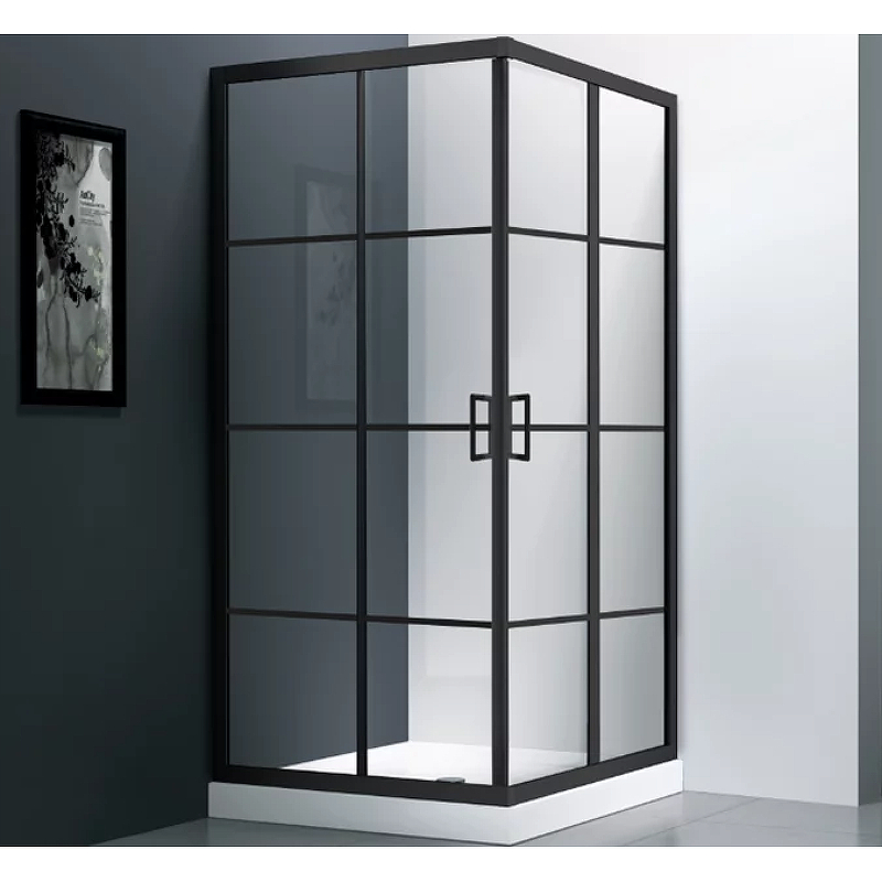 Душевой угол Veconi Rovigo RV-09, 800x800x1950, черный, стекло прозрачное в 100Kran: Широкий выбор и доступные цены.
