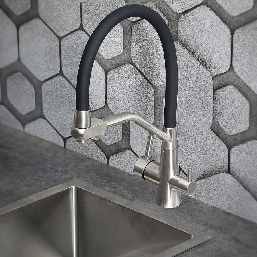 Смеситель для кухни MELANA UNIQUI MLN-610701 черный в 100Kran: Широкий выбор и доступные цены.