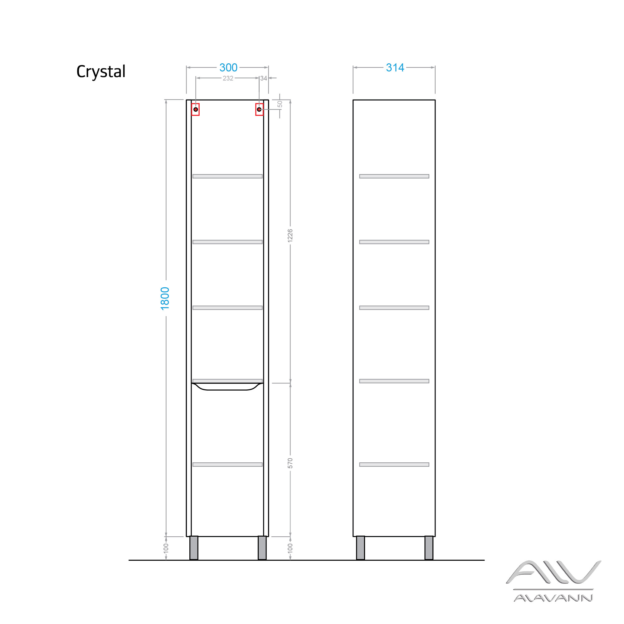 Шкаф-пенал напольный Alavann Crystal 30x31,4x190 см белый в 100Kran: Широкий выбор и доступные цены.