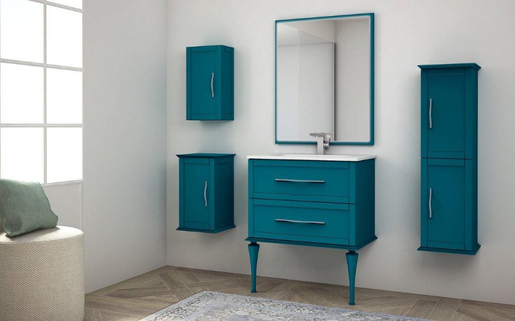 Тумба с раковиной подвесная CEZARES 75 см TIFFANY  54950 Blu Petrolio в 100Kran: Широкий выбор и доступные цены.