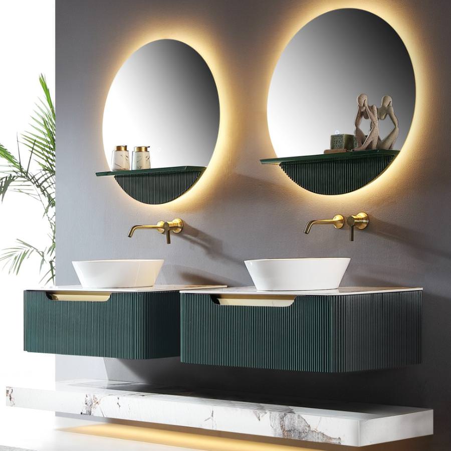 Тумба подвесная с раковиной Maxonor Pure Life SALON Tourmaline 90 см PL-MC05-90-GN тёмно-зелёный с золотой отделкой в 100Kran: Широкий выбор и доступные цены.