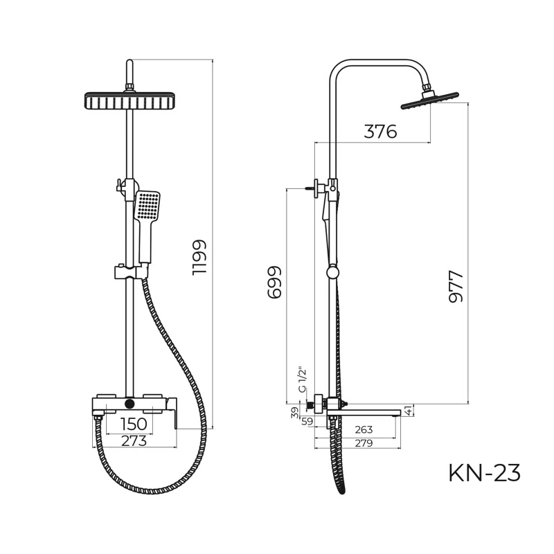 Душевая система Knotlor STABLE KN-23/BL черный в 100Kran: Широкий выбор и доступные цены.