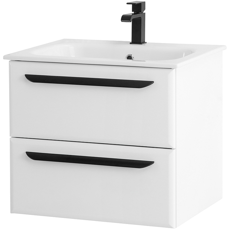 Тумба с раковиной подвесная CEZARES 60 см ECO-CER-600-2C-SO-BL Bianco Lucido в 100Kran: Широкий выбор и доступные цены.