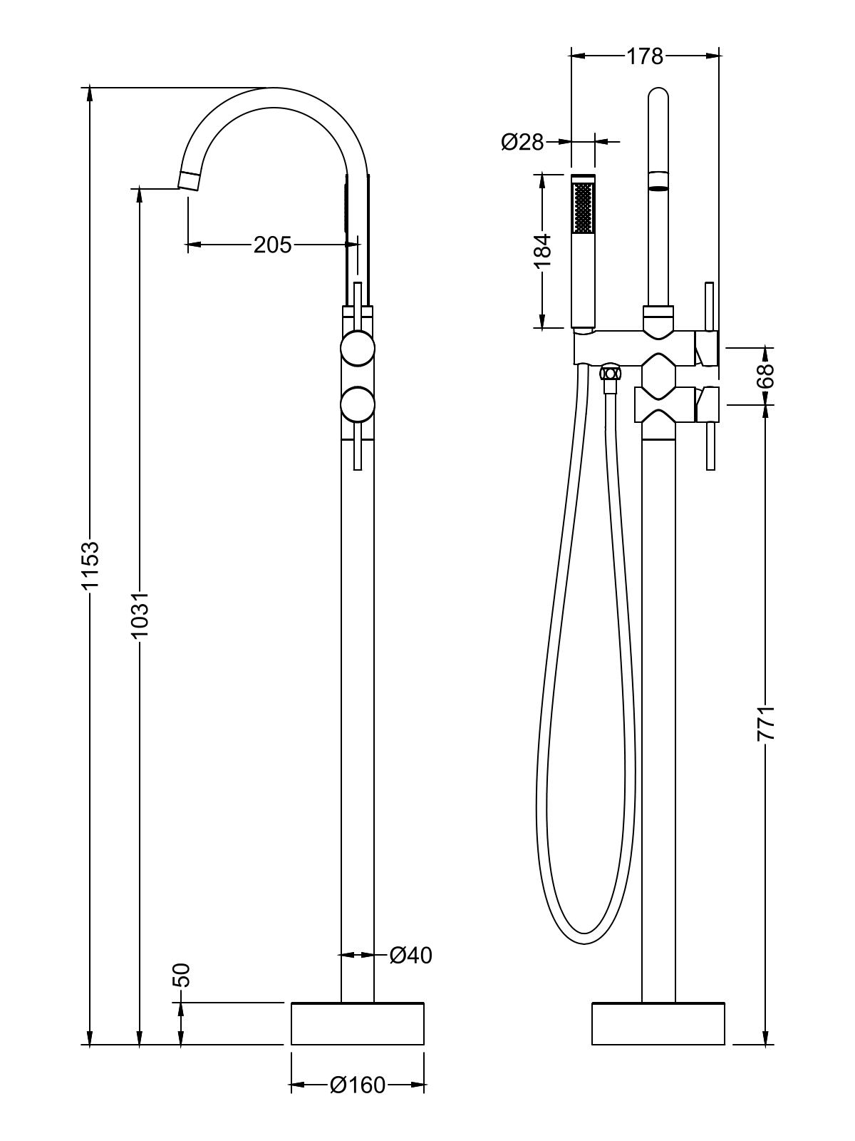 Смеситель для ванны напольный TIMO Saona 2300/00Y-CR хром в 100Kran: Широкий выбор и доступные цены.