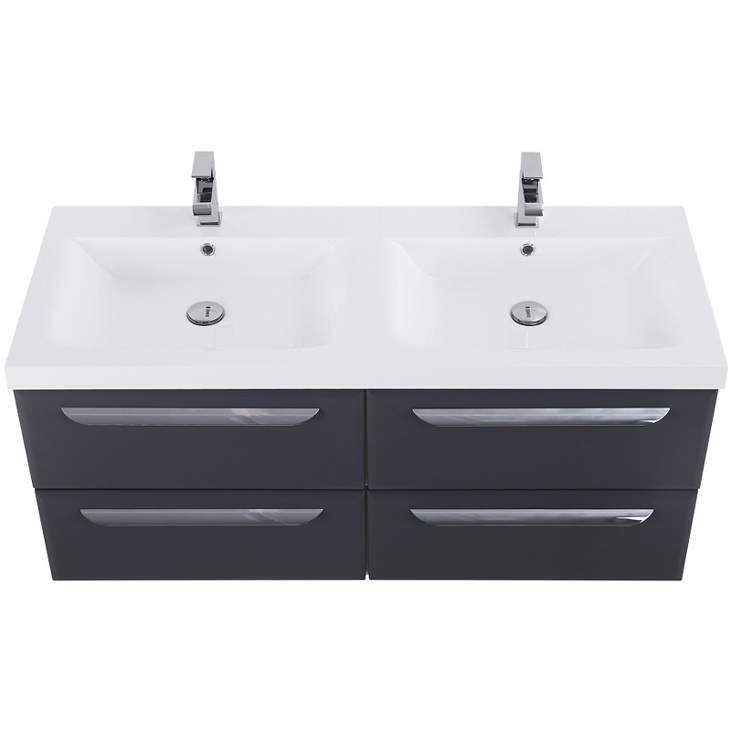 Тумба с раковиной подвесная CEZARES 120 см ECO-1200-4C-SO-2-GR-P Grafito в 100Kran: Широкий выбор и доступные цены.