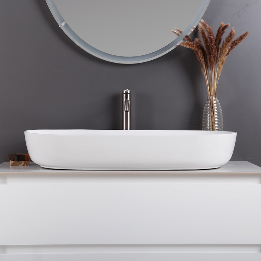 Накладная раковина BelBagno BB1349 40,5  см белая глянцевая в 100Kran: Широкий выбор и доступные цены.