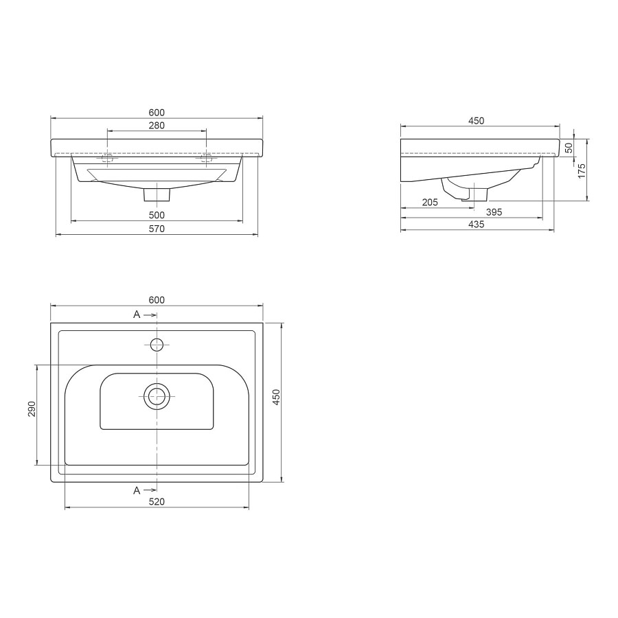 Раковина мебельная CeraStyle Frame 60 см 031000-u белая в 100Kran: Широкий выбор и доступные цены.