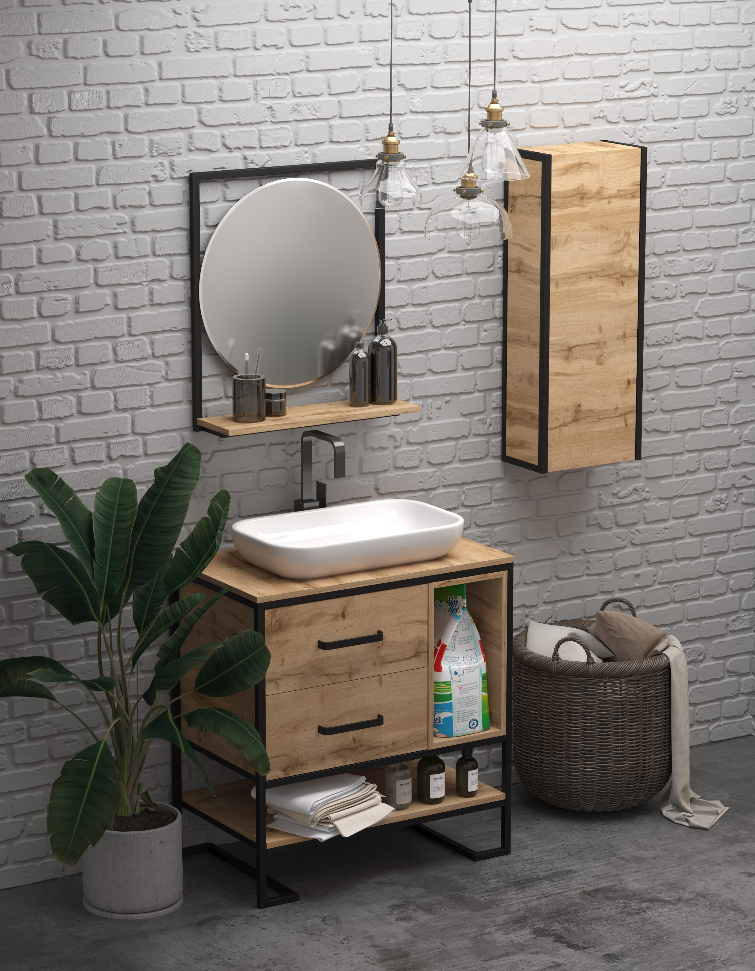 Пенал подвесной 1Marka GRUNGE LOFT 35П 1д Ц0000007987 Дуб вотан в 100Kran: Широкий выбор и доступные цены.