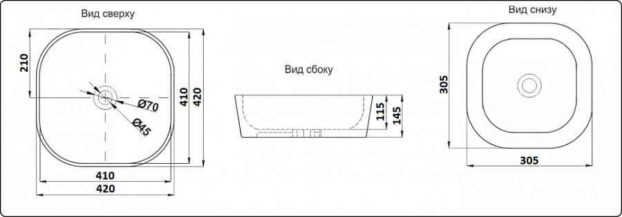 Раковина накладная  CeramaLux D1301H004 42 см черная глянцевая в 100Kran: Широкий выбор и доступные цены.