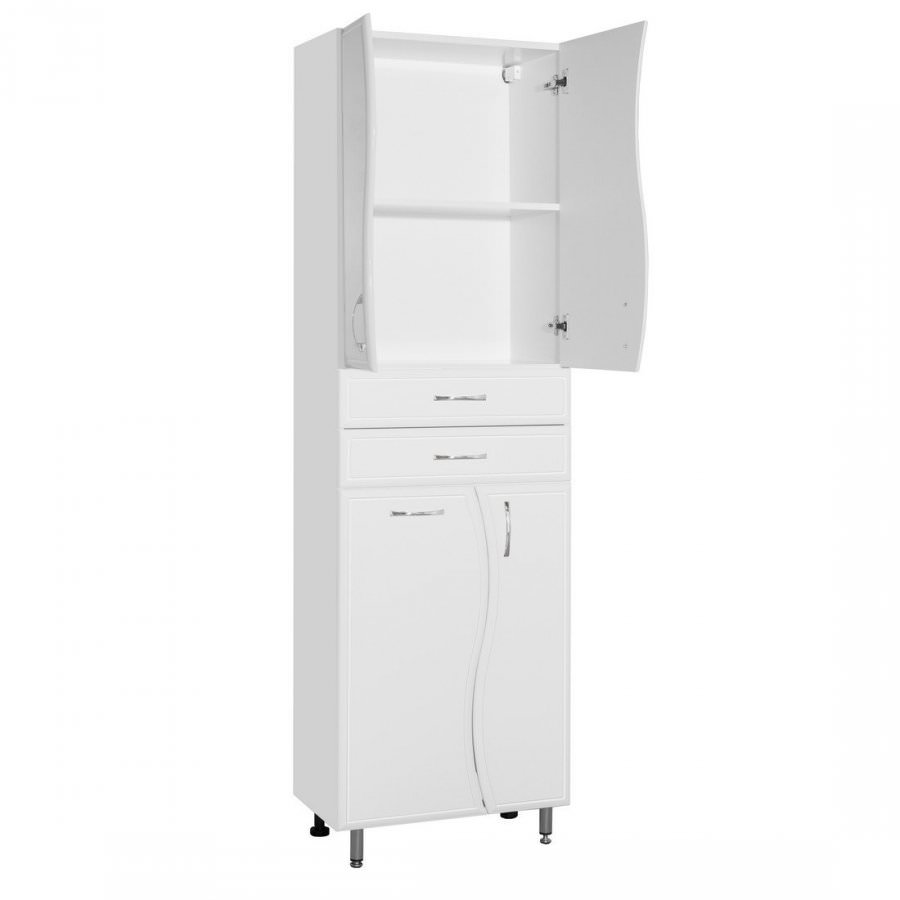 Пенал напольный Style Line Волна 600 2ящ. корзина  белый ЛС-000010047 в 100Kran: Широкий выбор и доступные цены.