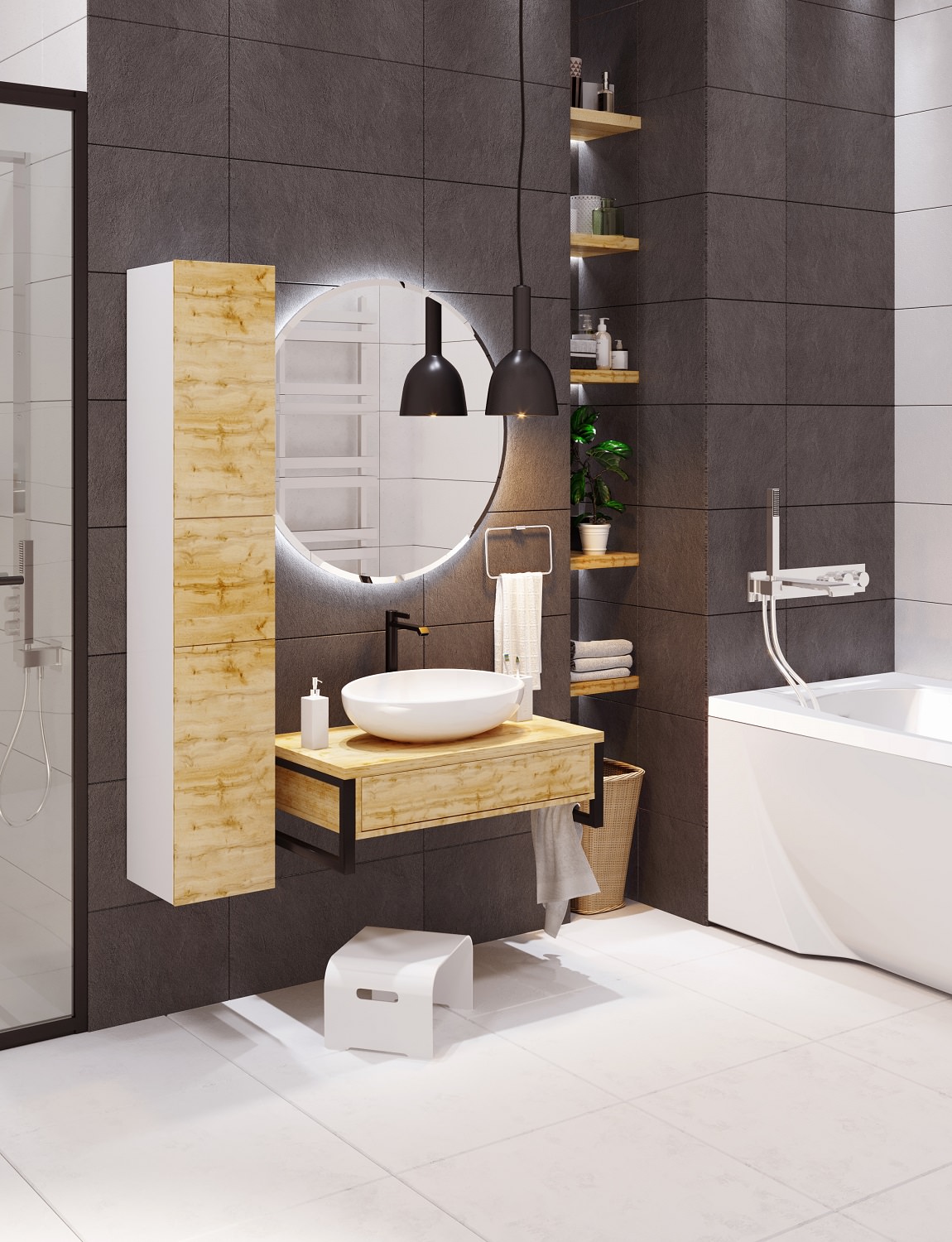 Тумба под раковину подвесная 1Marka GRUNGE LOFT 80П 1в.я дуб вотан У85842 в 100Kran: Широкий выбор и доступные цены.