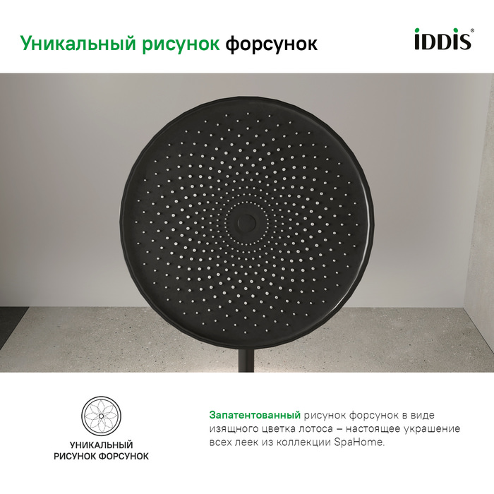 Душевая насадка верхняя круглая SpaHome IDDIS  черная в 100Kran: Широкий выбор и доступные цены.