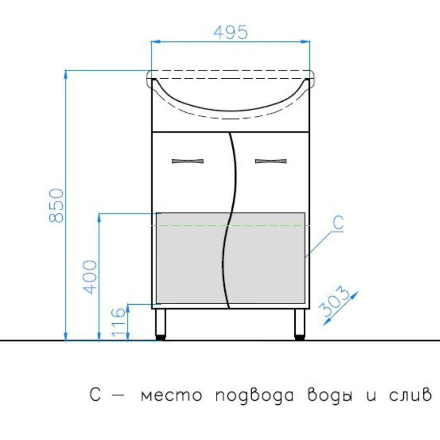 Тумба с раковиной напольная  Style Line Эко Стандарт №12 55 см умывальник Линда 55 белый ЛС-00000099 в 100Kran: Широкий выбор и доступные цены.