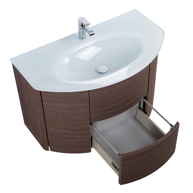 Тумба с раковиной подвесная CEZARES 91 см EDEN 55070 Rovere Scuro Soft в 100Kran: Широкий выбор и доступные цены.