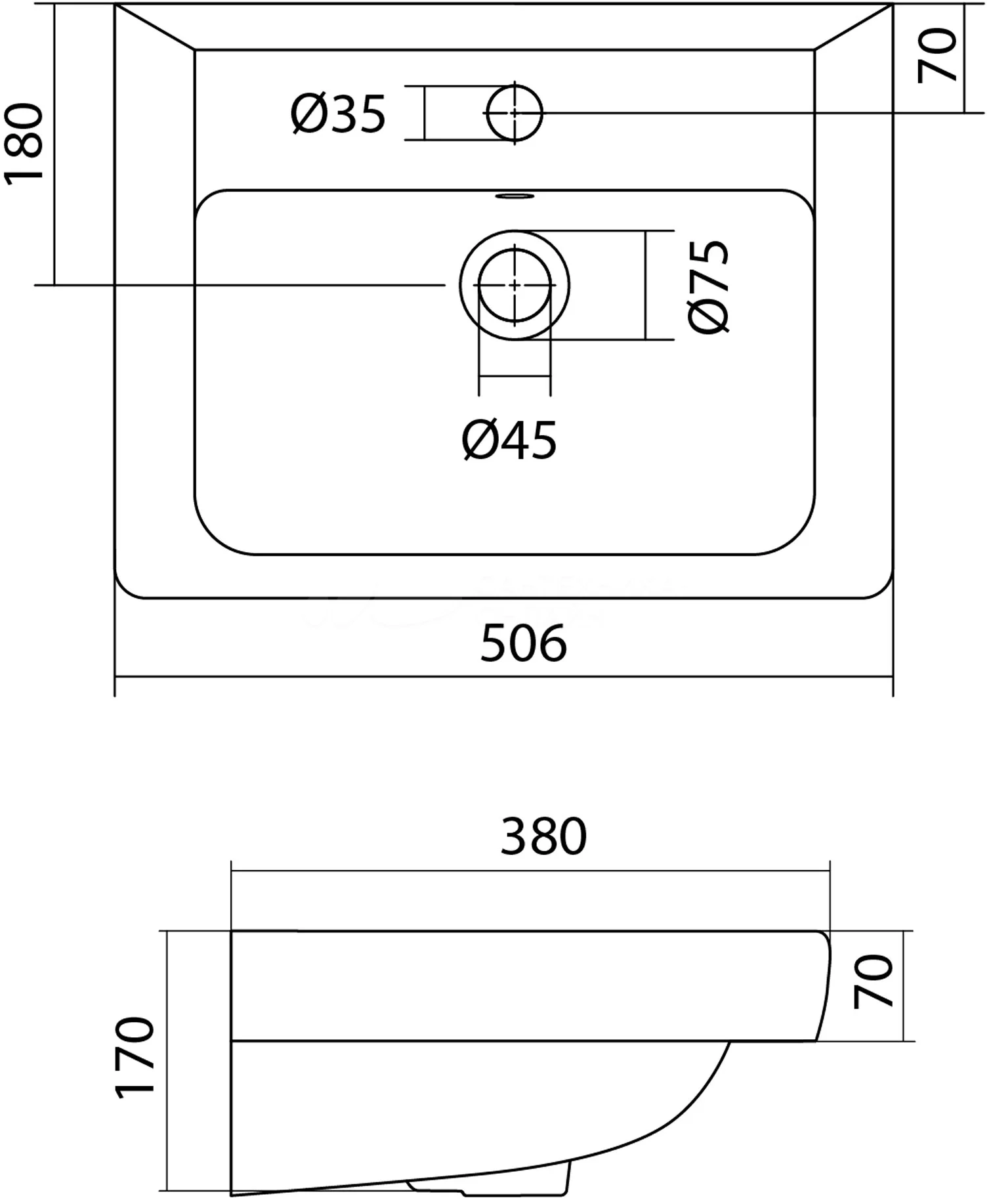 Раковина мебельная Santek Тигода 50 1WH302128 белая  в 100Kran: Широкий выбор и доступные цены.