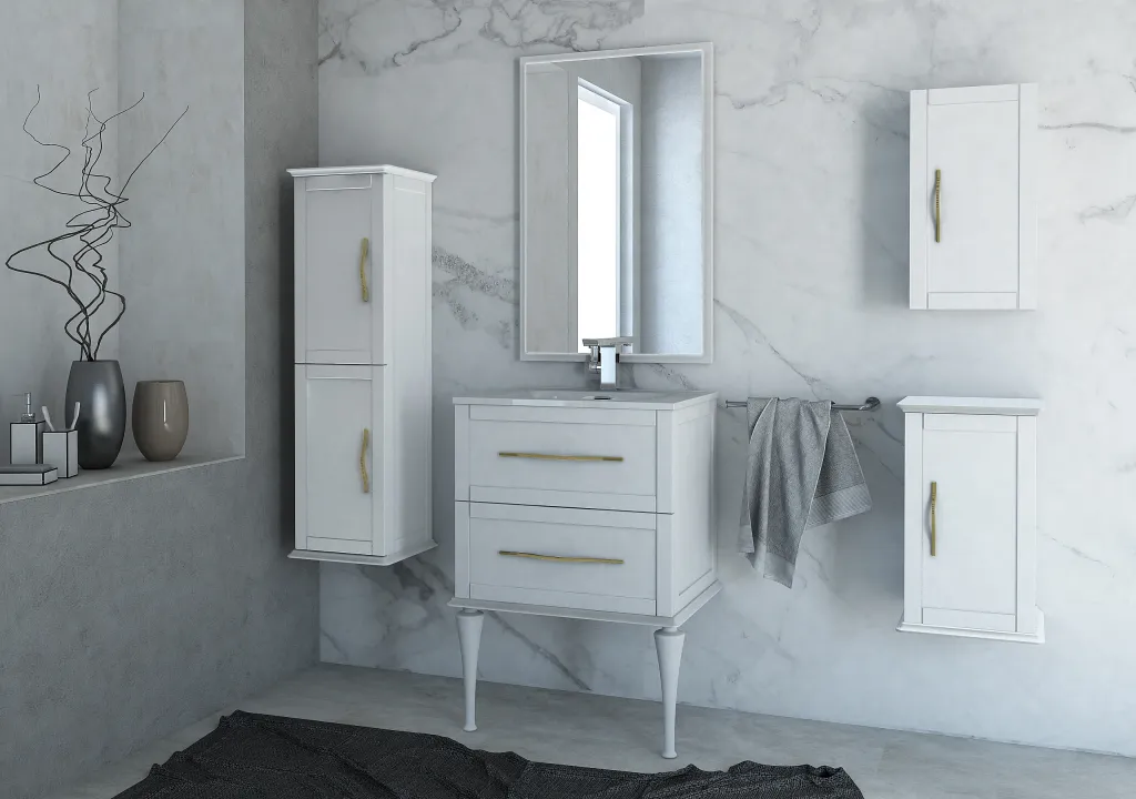 Тумба с раковиной подвесная CEZARES 60 см TIFFANY 55329 Bianco Opaco в 100Kran: Широкий выбор и доступные цены.
