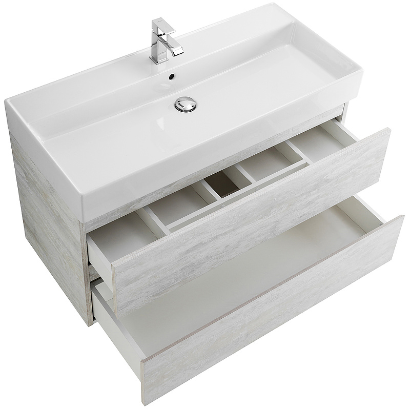 Тумба с раковиной подвесная CEZARES 120 см MOLVENO 46-120-2C-SO-LB Legno Bianco в 100Kran: Широкий выбор и доступные цены.