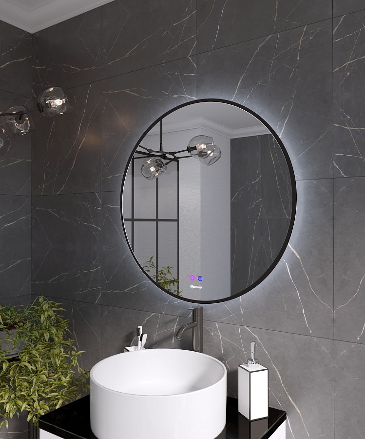 Зеркало GROSSMAN 1970702 COSMO-норма BLACK 700*700*45 LED с сенсорным выключателем и подогревом 100Kran: Широкий выбор и доступные цены.