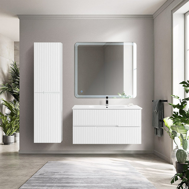 Тумба с раковиной подвесная CEZARES 80 см DUET-800-2C-SO-BL Bianco Lucido в 100Kran: Широкий выбор и доступные цены.