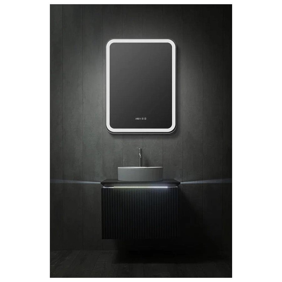 Зеркальный шкаф с подсветкой Silver Mirrors Фиджи BLACK 50 х 75 см  - 4.2 LED-00002728 левый часы, ТХ, сенсорный выключатель создать уют и комфорт, это просто!