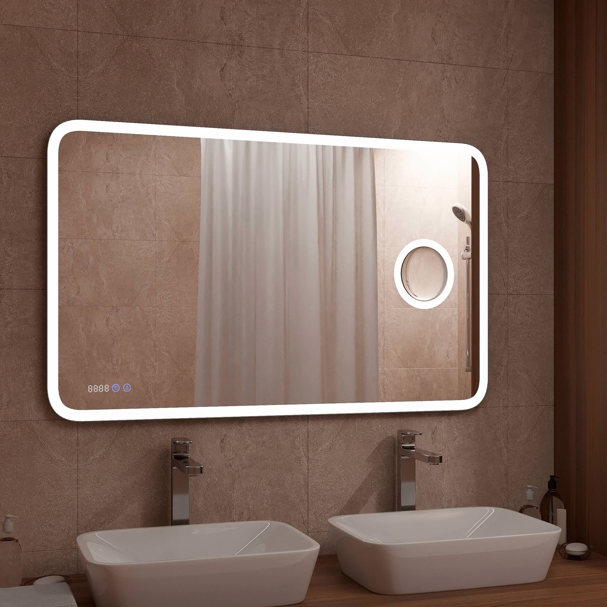 Зеркало с подсветкой "Bliss Led" 1200х800 с увеличительным зеркалом, часами ЗЛП463 100Kran: Широкий выбор и доступные цены.