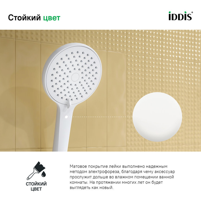Лейка для душа Ray IDDIS RAY3F0Wi18 белая матовая в 100Kran: Широкий выбор и доступные цены.