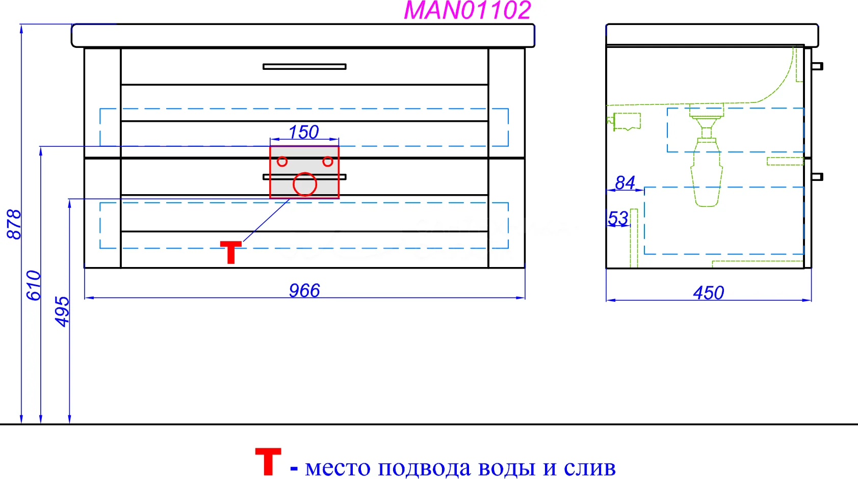 Тумба под раковину Aqwella Манчестер 100 MAN01102 подвесная белый глянец в 100Kran: Широкий выбор и доступные цены.