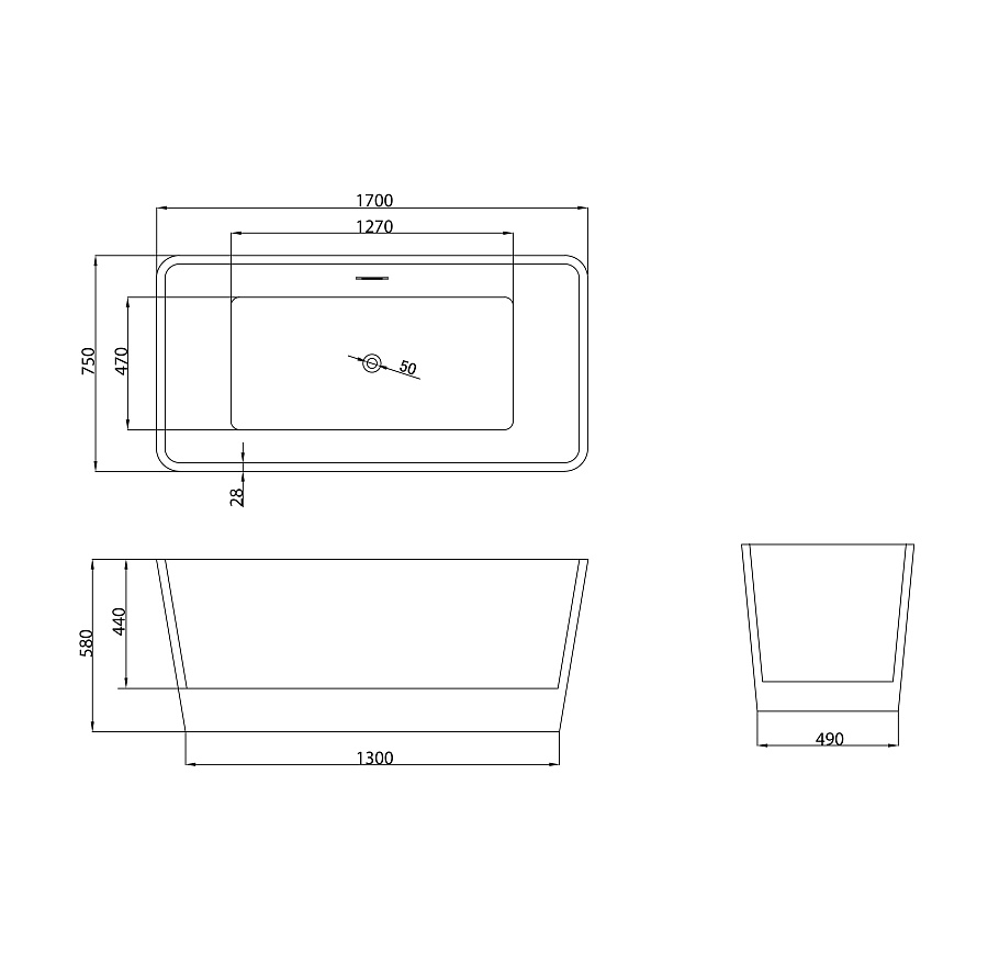 Ванна отдельностоящая Grossman Cristal GR-2022M 170х75х58 см белый матовый в 100Kran: Широкий выбор и доступные цены.