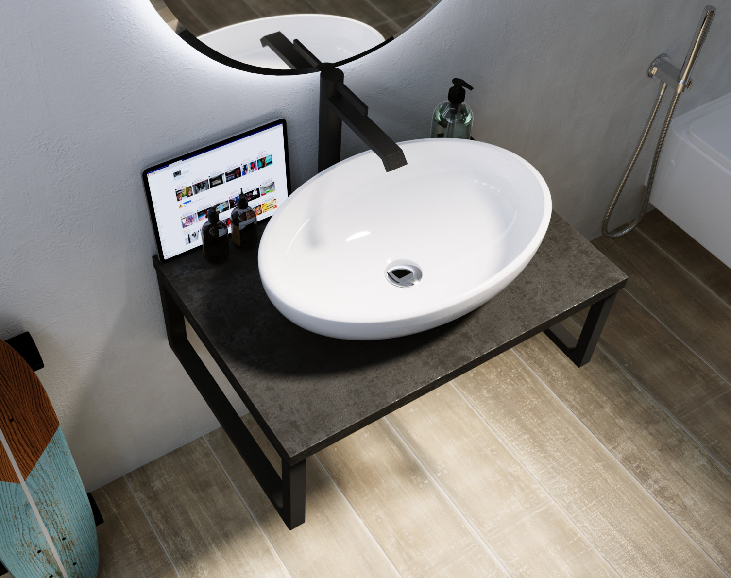 Столешница 1Marka GRUNGE LOFT 100 Бетон темно-серый У85838 в 100Kran: Широкий выбор и доступные цены.